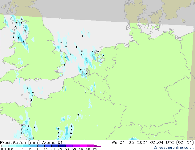 Précipitation Arome 01 mer 01.05.2024 04 UTC