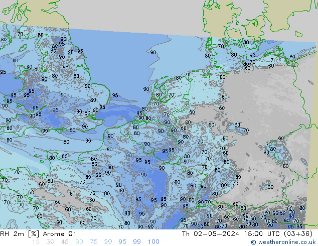 RH 2m Arome 01 Qui 02.05.2024 15 UTC