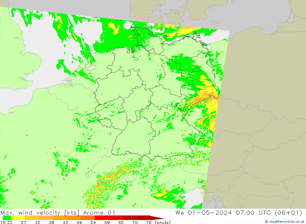 Windböen Arome 01 Mi 01.05.2024 07 UTC