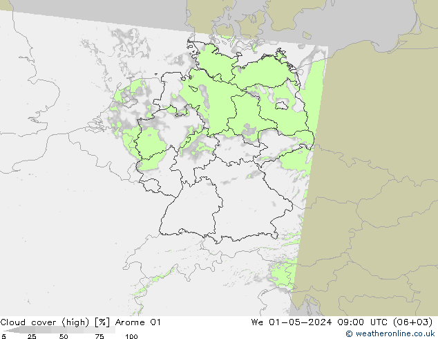 vysoký oblak Arome 01 St 01.05.2024 09 UTC