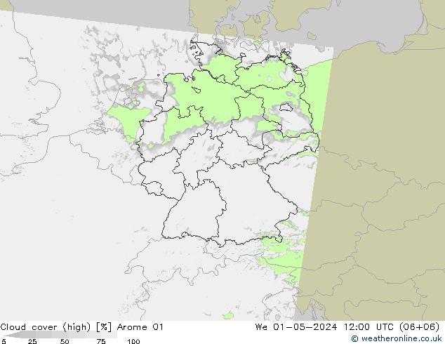 nuvens (high) Arome 01 Qua 01.05.2024 12 UTC