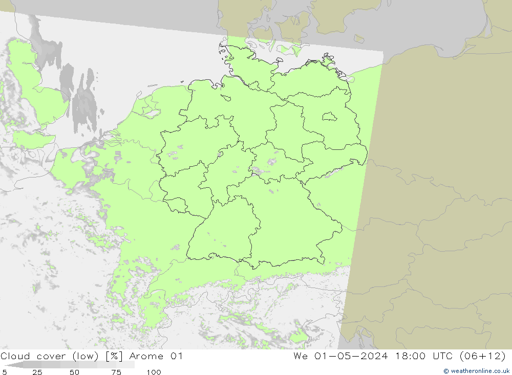 nízká oblaka Arome 01 St 01.05.2024 18 UTC