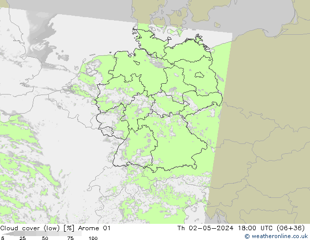 Bulutlar (düşük) Arome 01 Per 02.05.2024 18 UTC