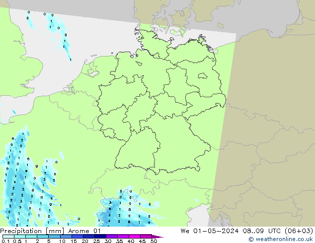 precipitação Arome 01 Qua 01.05.2024 09 UTC