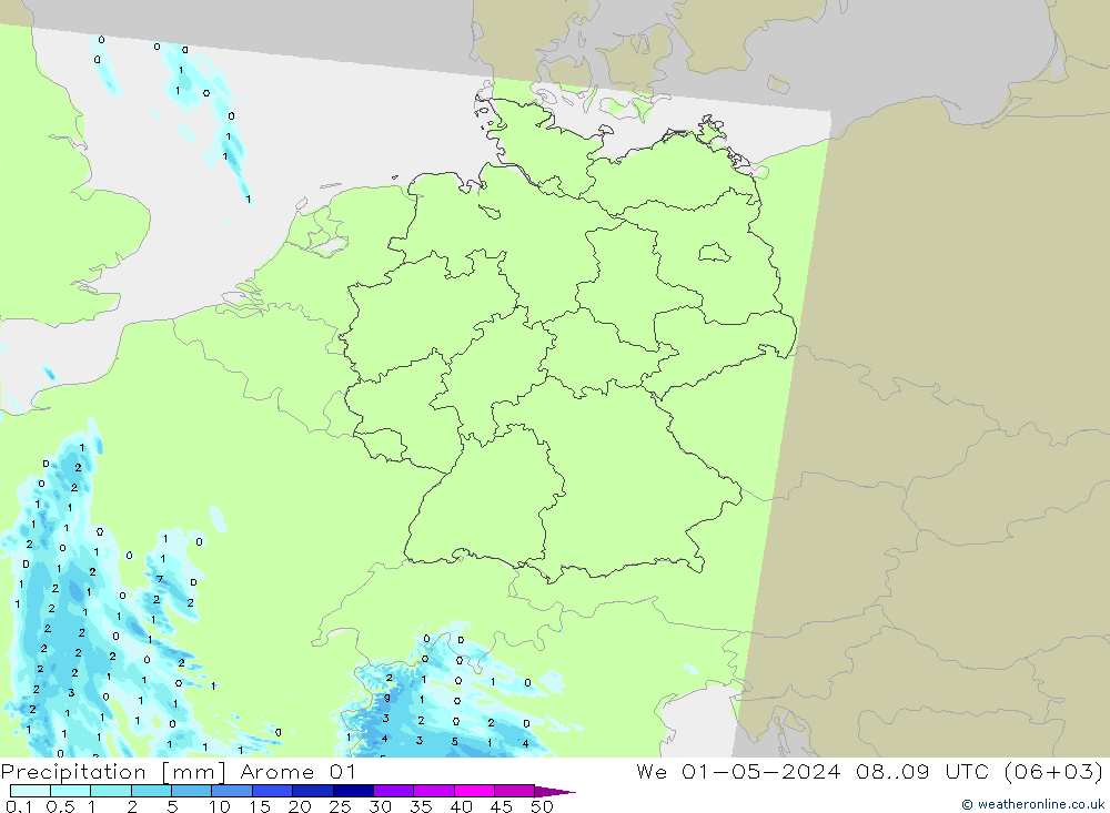 Precipitation Arome 01 We 01.05.2024 09 UTC