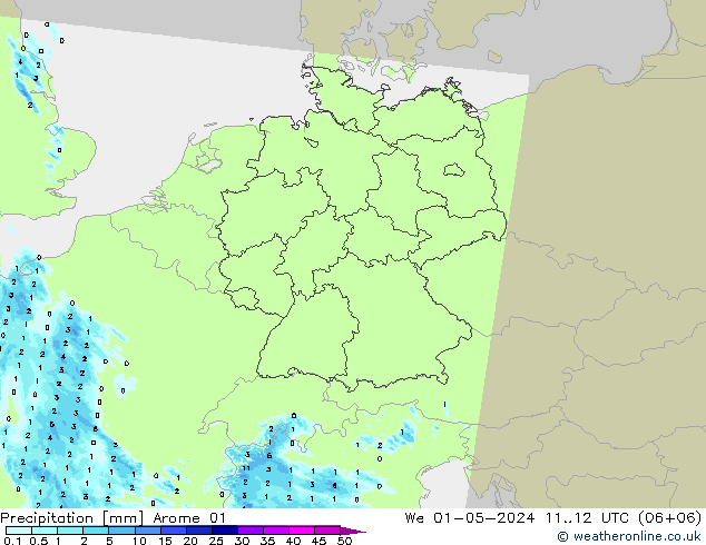 Precipitation Arome 01 We 01.05.2024 12 UTC