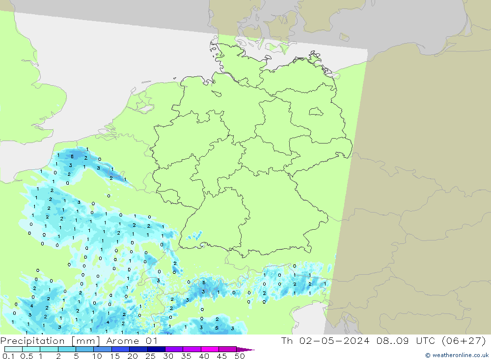 Precipitazione Arome 01 gio 02.05.2024 09 UTC