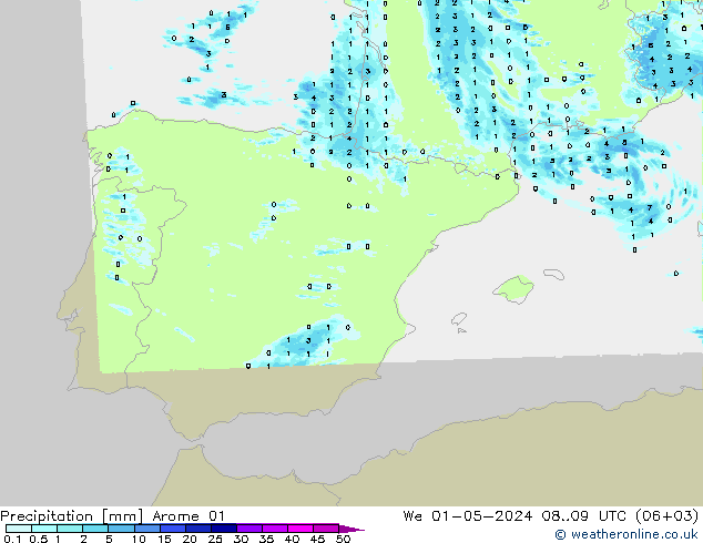 Precipitation Arome 01 We 01.05.2024 09 UTC