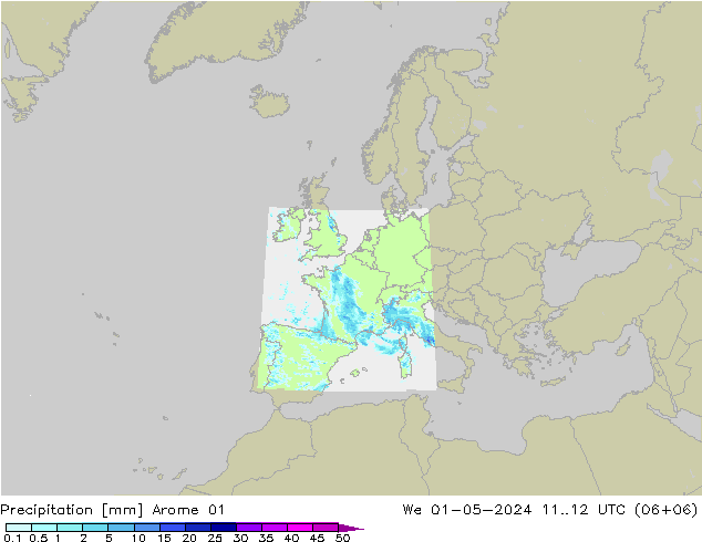 Precipitazione Arome 01 mer 01.05.2024 12 UTC