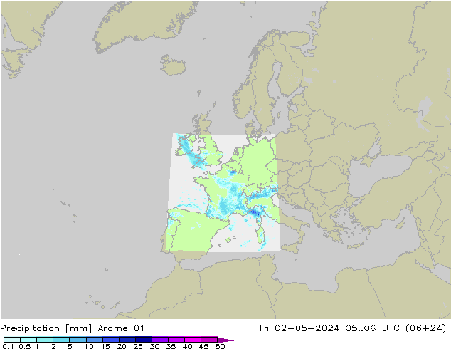 Yağış Arome 01 Per 02.05.2024 06 UTC