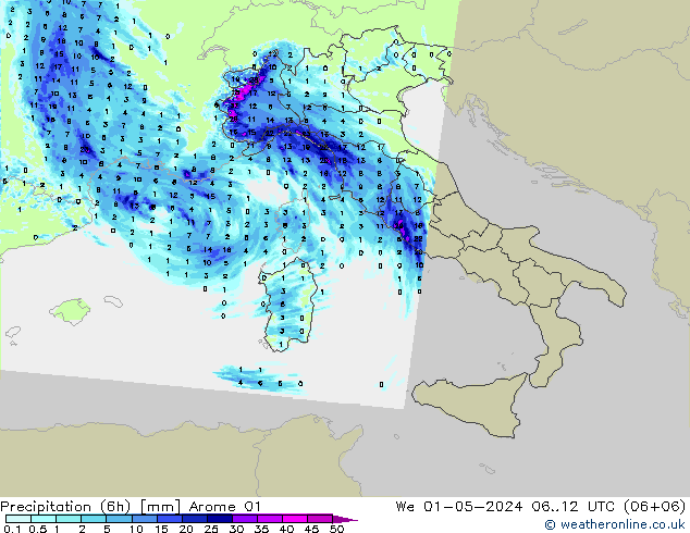 opad (6h) Arome 01 śro. 01.05.2024 12 UTC