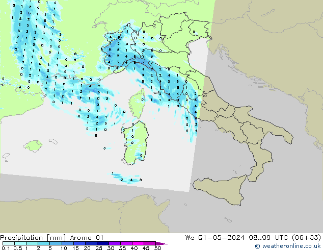 Yağış Arome 01 Çar 01.05.2024 09 UTC