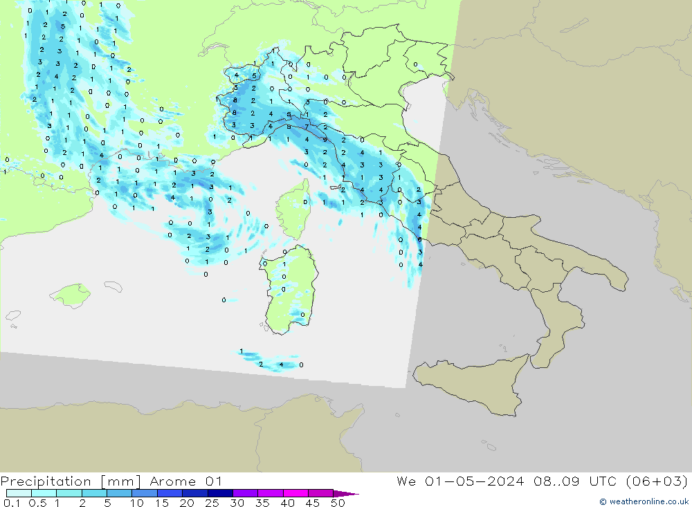 Yağış Arome 01 Çar 01.05.2024 09 UTC