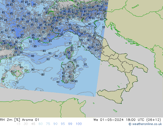 RH 2m Arome 01 mer 01.05.2024 18 UTC