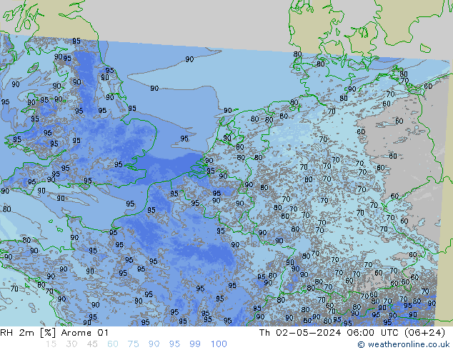 RH 2m Arome 01 Th 02.05.2024 06 UTC