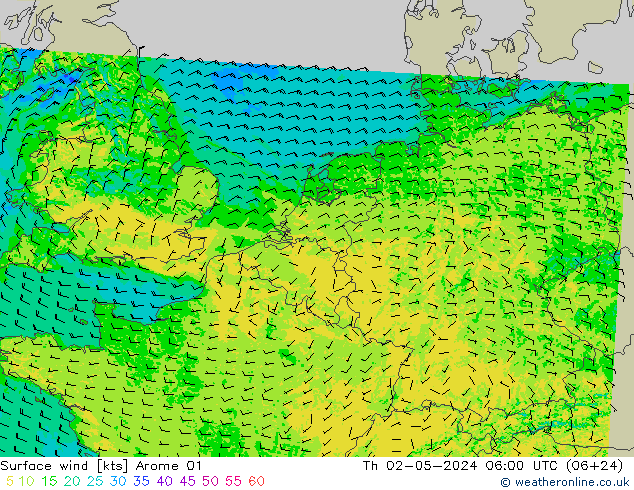 Bodenwind Arome 01 Do 02.05.2024 06 UTC