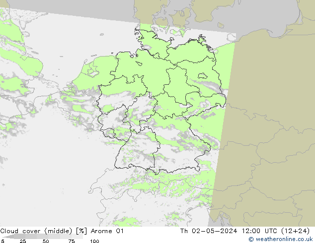 Nubi medie Arome 01 gio 02.05.2024 12 UTC