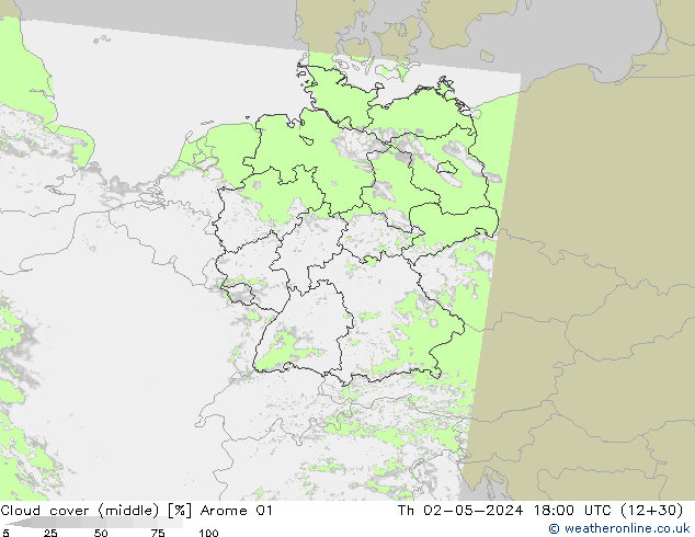 Nubes medias Arome 01 jue 02.05.2024 18 UTC