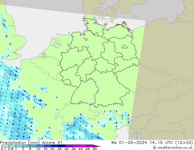 Precipitazione Arome 01 mer 01.05.2024 15 UTC