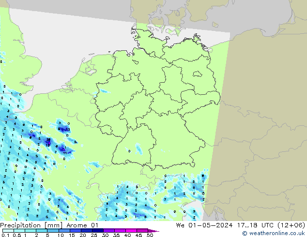 Neerslag Arome 01 wo 01.05.2024 18 UTC