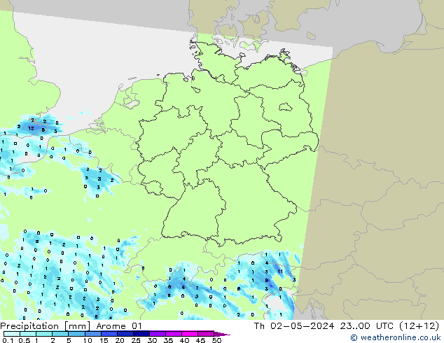 Niederschlag Arome 01 Do 02.05.2024 00 UTC