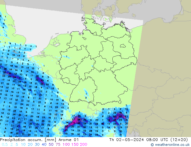 Nied. akkumuliert Arome 01 Do 02.05.2024 08 UTC