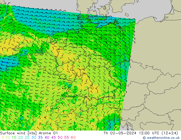 Surface wind Arome 01 Th 02.05.2024 12 UTC