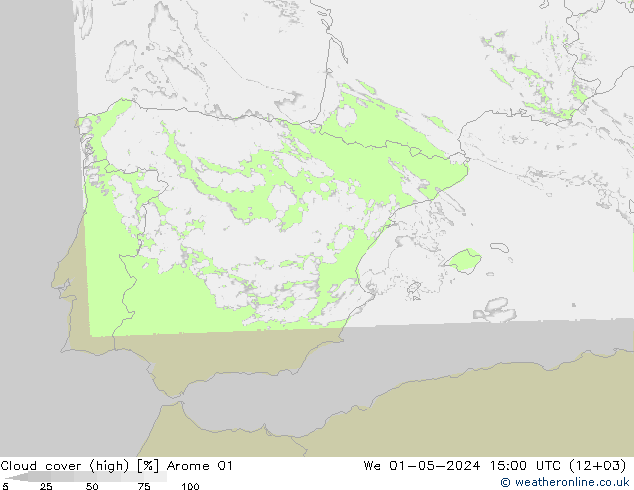 nuvens (high) Arome 01 Qua 01.05.2024 15 UTC