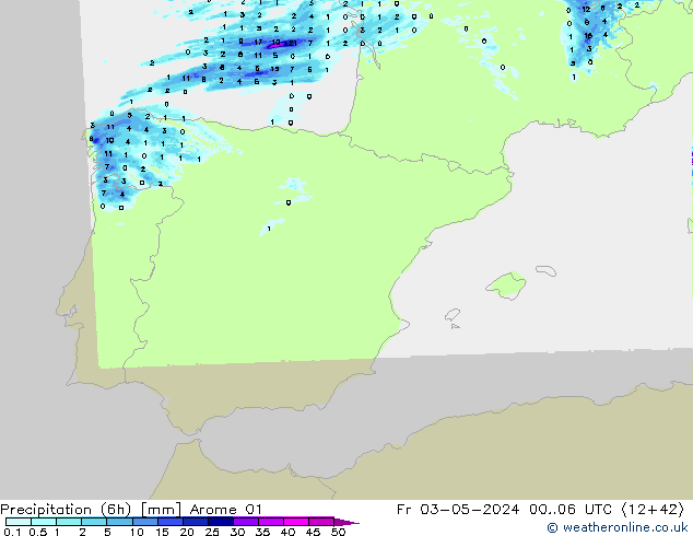 Nied. akkumuliert (6Std) Arome 01 Fr 03.05.2024 06 UTC