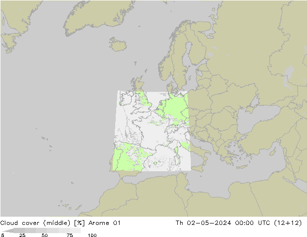 oblačnosti uprostřed Arome 01 Čt 02.05.2024 00 UTC