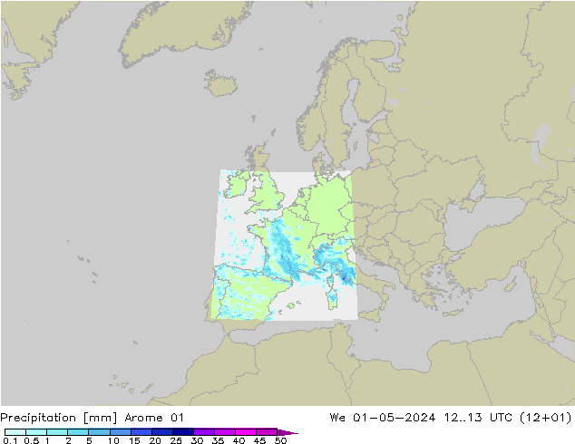 Niederschlag Arome 01 Mi 01.05.2024 13 UTC