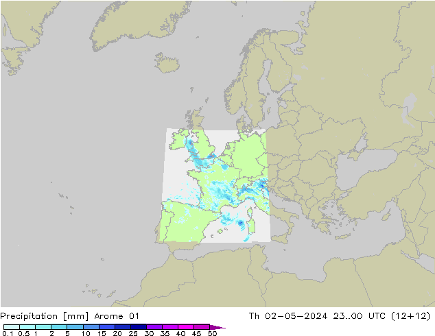 Precipitation Arome 01 Th 02.05.2024 00 UTC