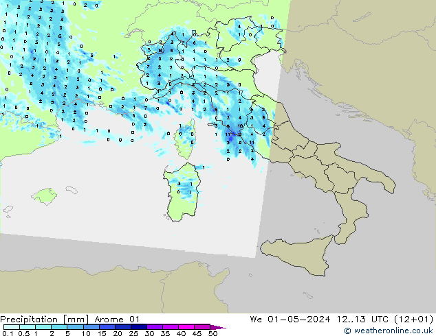 Yağış Arome 01 Çar 01.05.2024 13 UTC