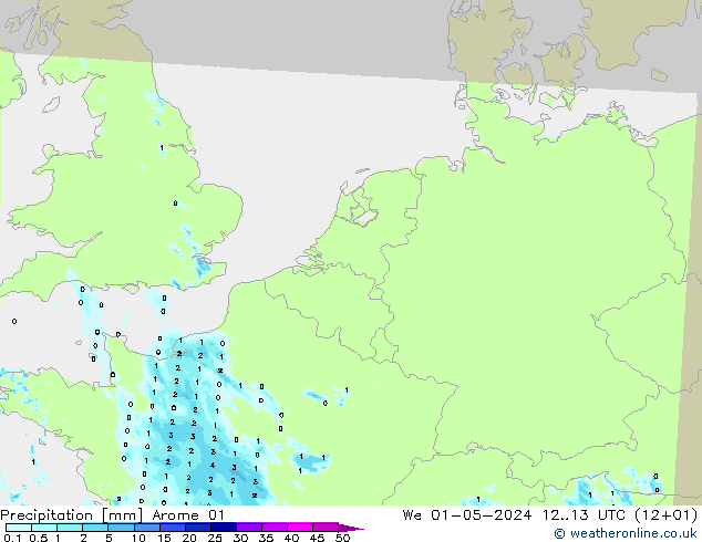 Neerslag Arome 01 wo 01.05.2024 13 UTC