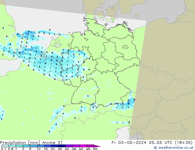 Precipitation Arome 01 Fr 03.05.2024 06 UTC