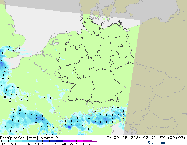 Yağış Arome 01 Per 02.05.2024 03 UTC
