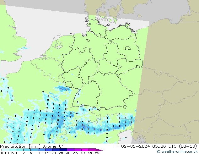 Precipitation Arome 01 Th 02.05.2024 06 UTC