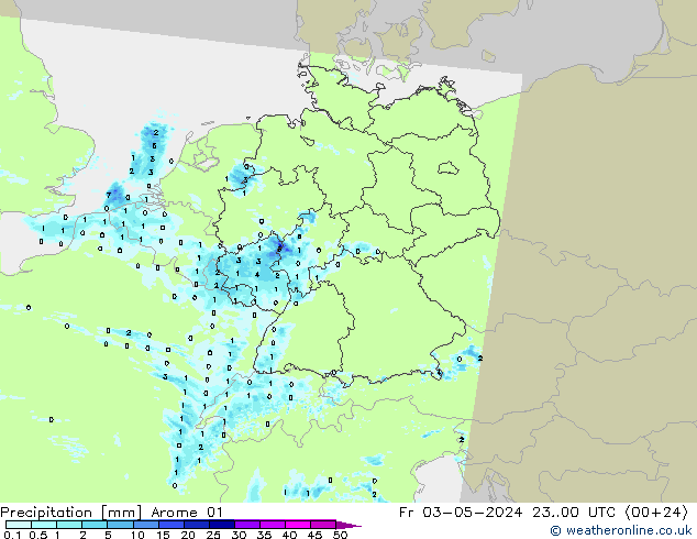 Precipitazione Arome 01 ven 03.05.2024 00 UTC