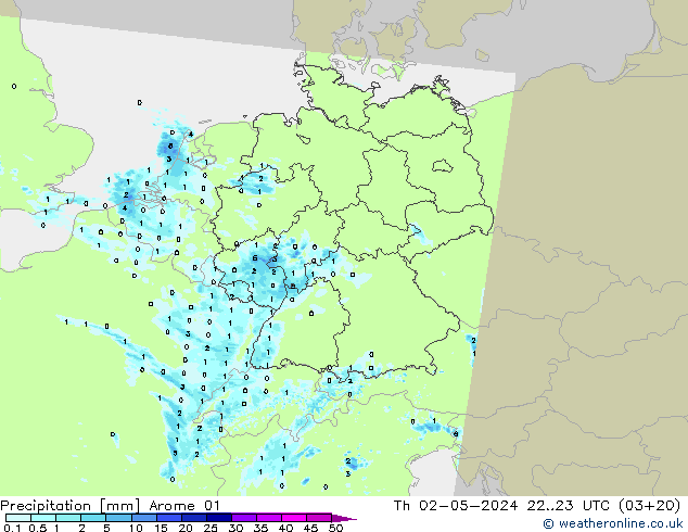 Precipitation Arome 01 Th 02.05.2024 23 UTC
