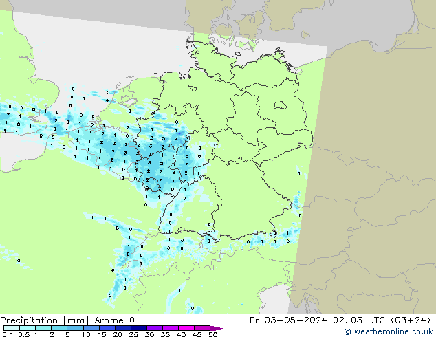 Precipitation Arome 01 Fr 03.05.2024 03 UTC