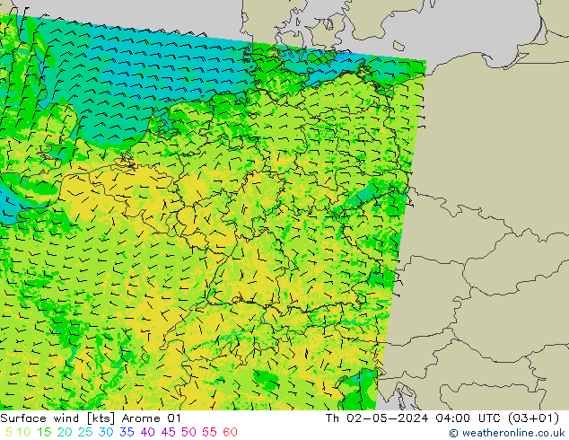 Rüzgar 10 m Arome 01 Per 02.05.2024 04 UTC
