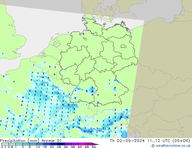 Precipitation Arome 01 Th 02.05.2024 12 UTC