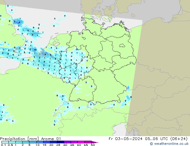 precipitação Arome 01 Sex 03.05.2024 06 UTC