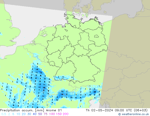 Precipitación acum. Arome 01 jue 02.05.2024 09 UTC