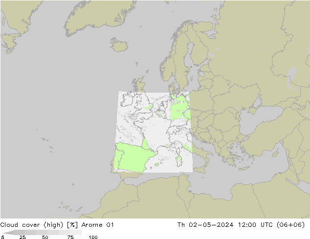 Wolken (hohe) Arome 01 Do 02.05.2024 12 UTC