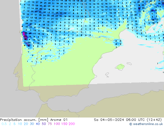 Precipitation accum. Arome 01 So 04.05.2024 06 UTC