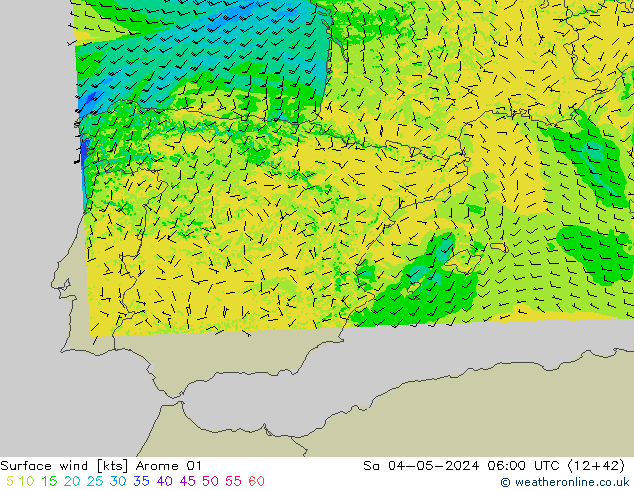 Vento 10 m Arome 01 Sáb 04.05.2024 06 UTC