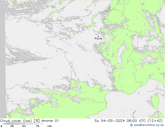 zachmurzenie (niskie) Arome 01 so. 04.05.2024 06 UTC