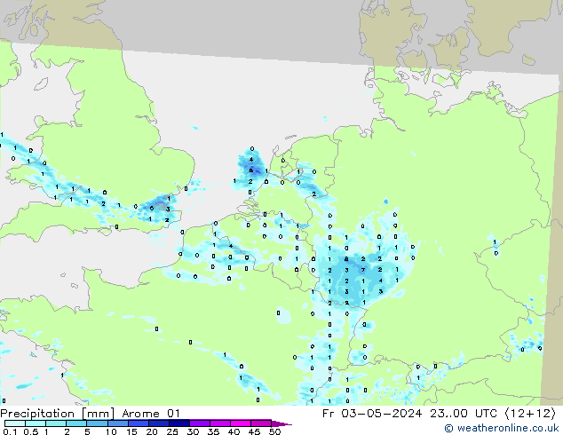 Niederschlag Arome 01 Fr 03.05.2024 00 UTC