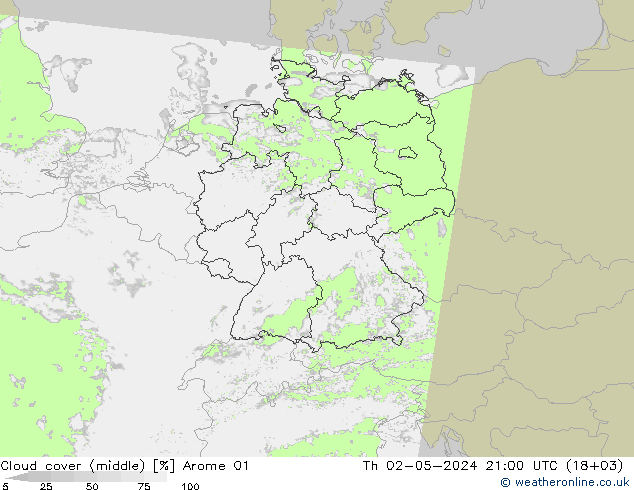 云 (中) Arome 01 星期四 02.05.2024 21 UTC